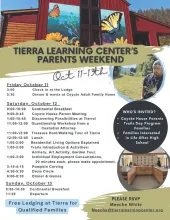 Parents Weekend flyer